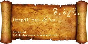 Horpácsi Éva névjegykártya